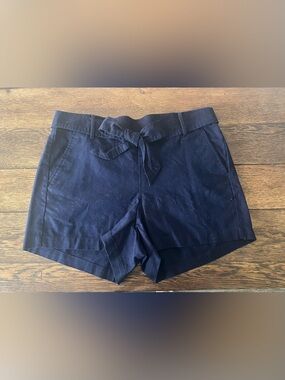 J. Crew Navy Tie-Waist Linen-Blend Shorts